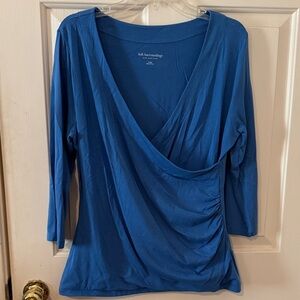 Soft Surroundings Women's Deep Blue Ruched Blouse